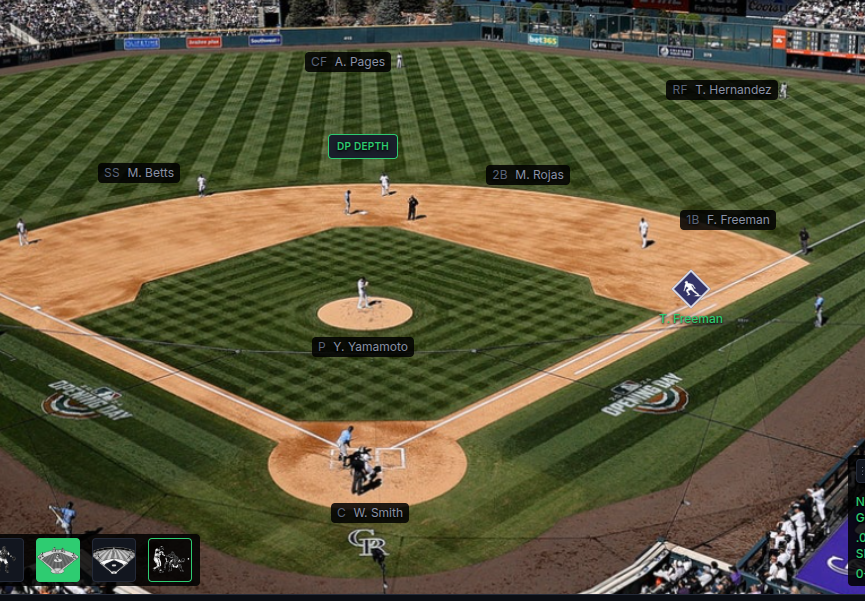 DP Depth defensive alignment called with a runner on first base